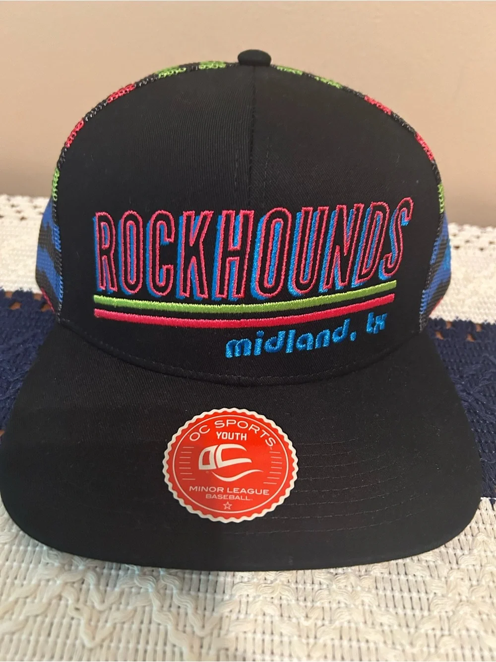 Kids Multicolor Mesh Snapback Hat with Cartoon Patch